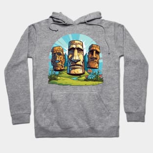 Cartoon Easter Island Heads Hoodie